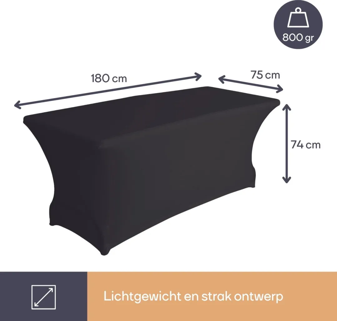 Perel Tafelhoes Zwart 180x75cm
