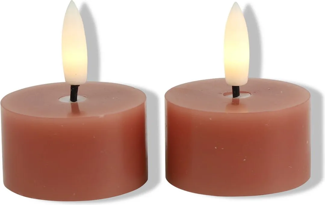 Countryfield LED Theelicht Rustiek Roze 4cm - 2 Stuks