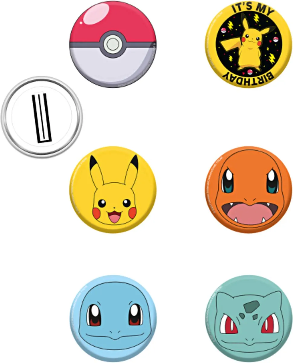 Pokémon Pikachu Verjaardag Button Set - 8 Stuks 7cm - Multi