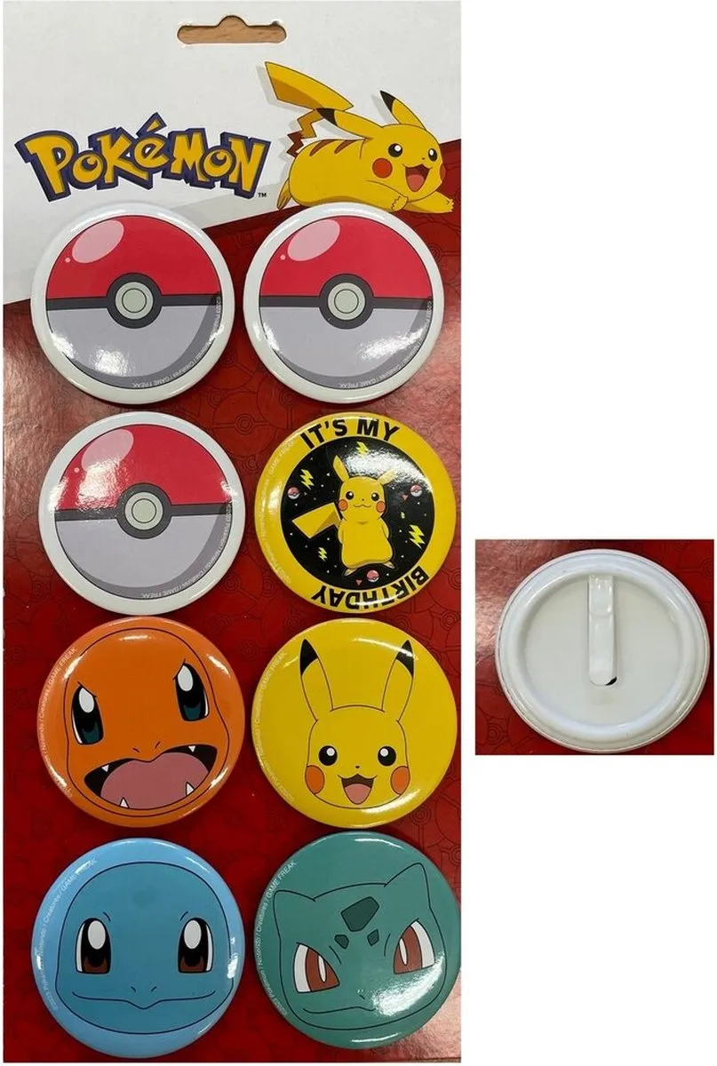 Pokémon Pikachu Verjaardag Button Set - 8 Stuks 7cm - Multi