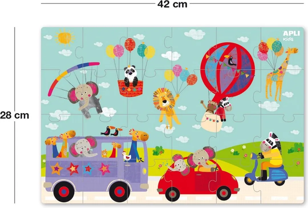 Apli Kids Puzzel Dieren Op Reis - 24 Stuks - Multi