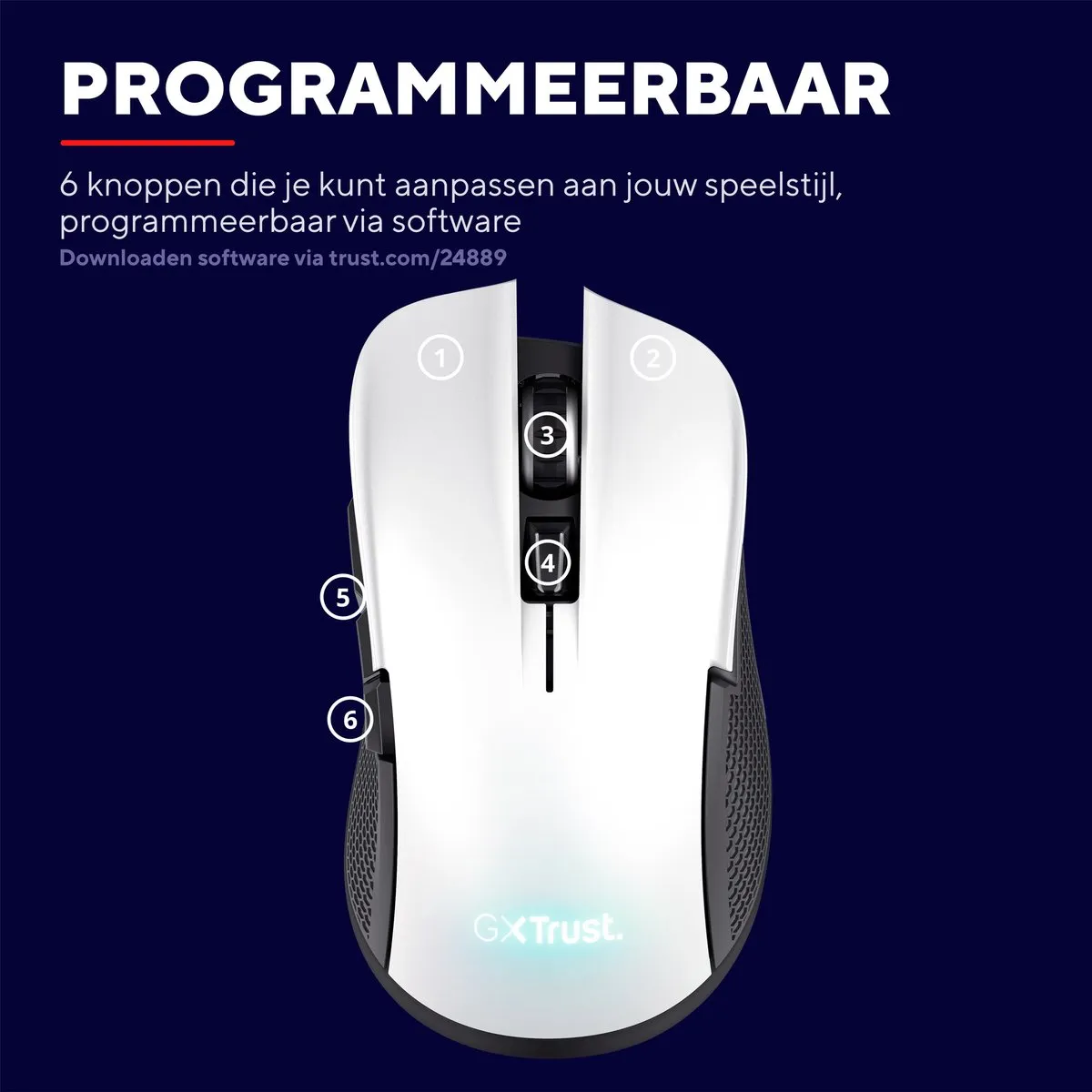 Trust GXT 923 YBAR Gaming Muis - 7200 DPI - Wit