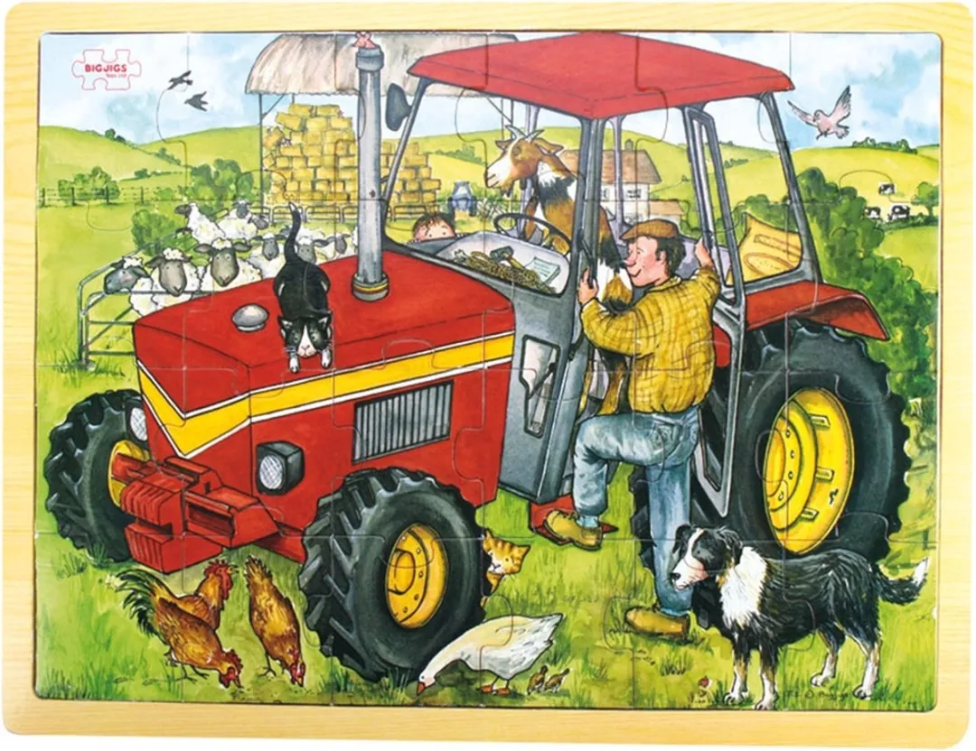BIGJIGS Tractor Puzzeltray 24-delig - Multicolor
