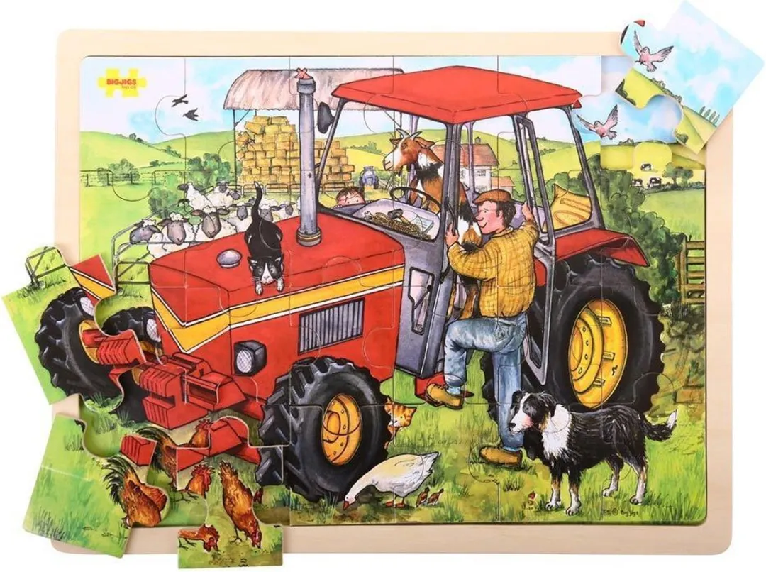 BIGJIGS Tractor Puzzeltray 24-delig - Multicolor
