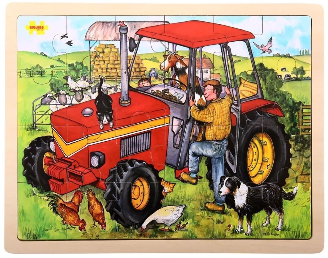 BIGJIGS Tractor Puzzeltray 24-delig - Multicolor