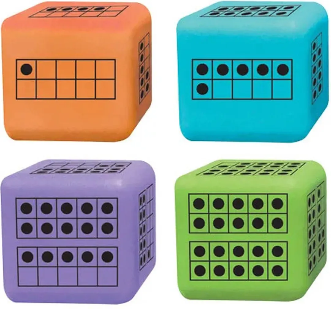 Learning Resources XL Foam Dobbelstenen 10-structuur - 12 Stuks