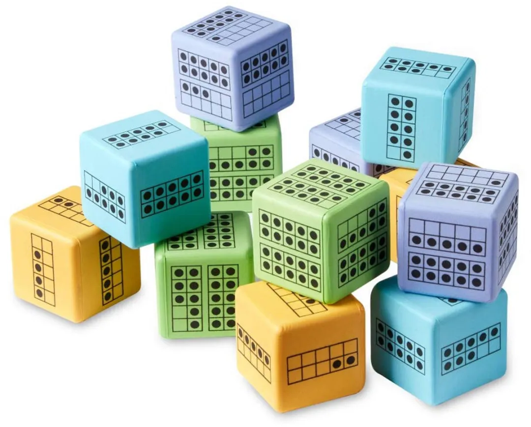 Learning Resources XL Foam Dobbelstenen 10-structuur - 12 Stuks
