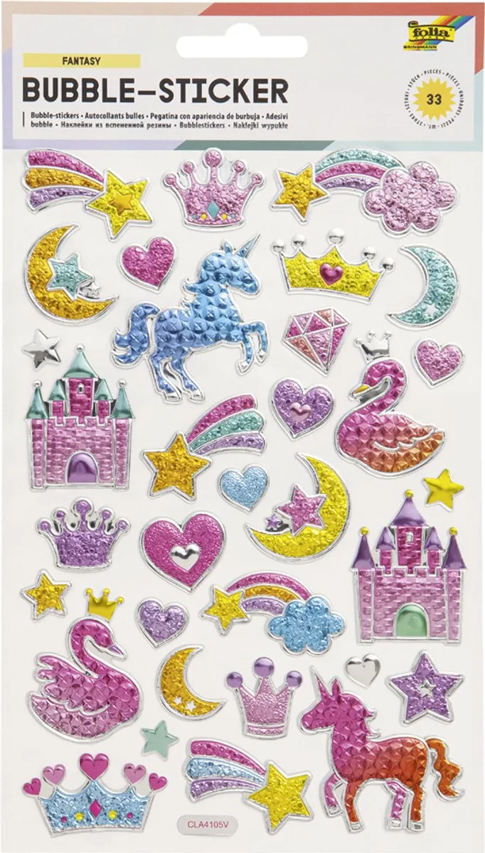 Folia Luchtbellenstickers Fantasie - 33 Stuks
