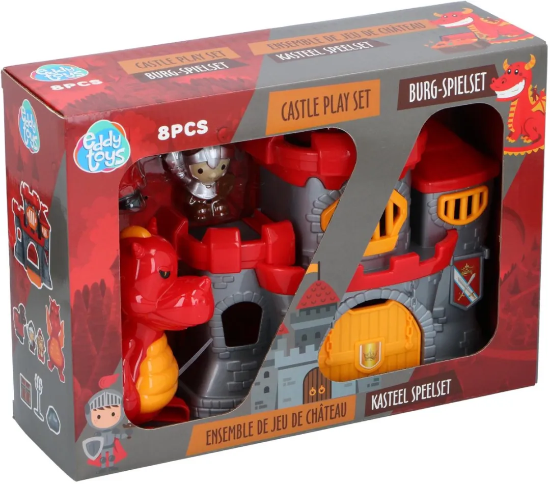 Eddy Toys Kasteel Speelset 8-delig - Middeleeuws - Rood Grijs