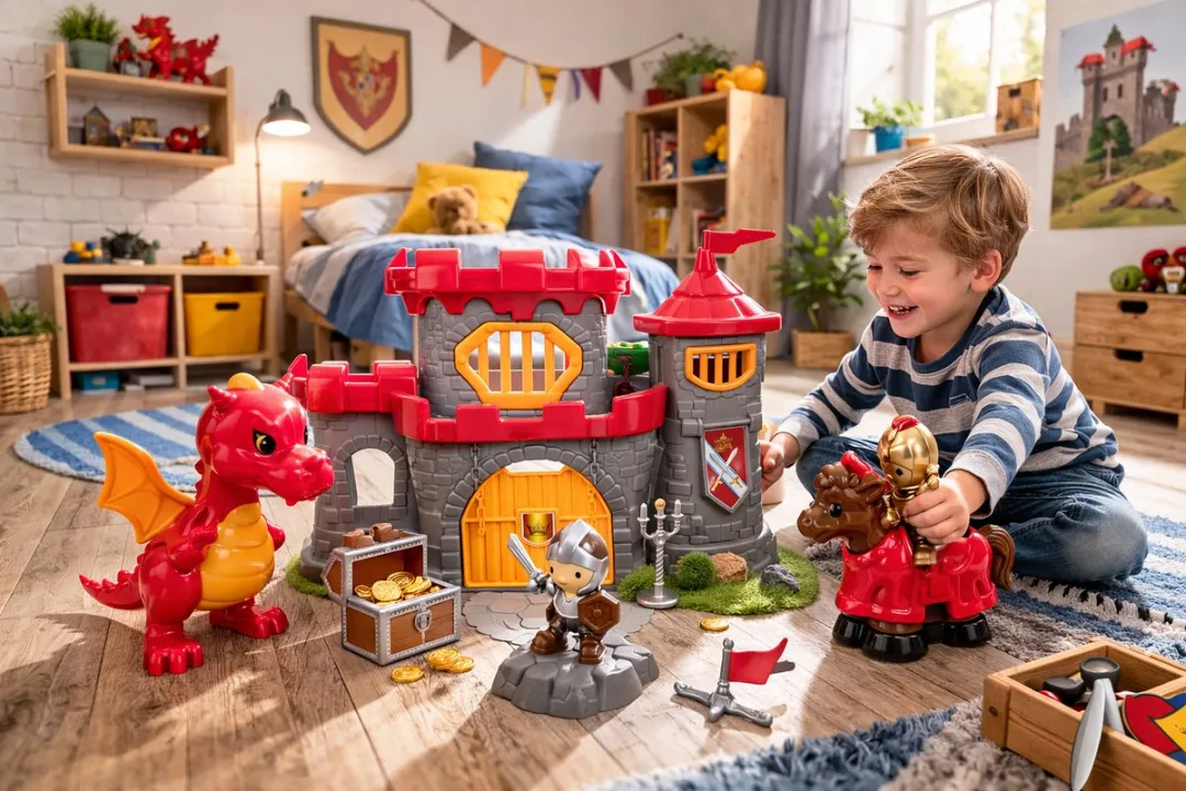 Eddy Toys Kasteel Speelset 8-delig - Middeleeuws - Rood Grijs