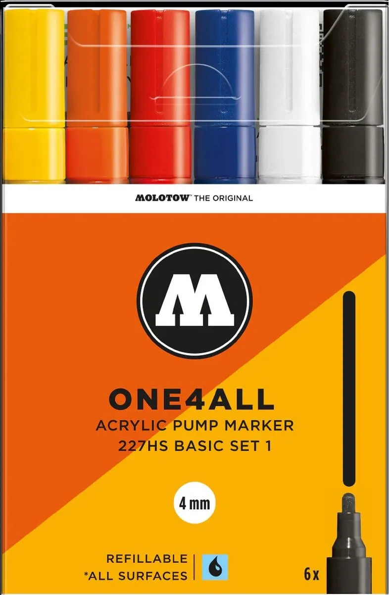 Molotow ONE4ALL Acrylstiften Basis Set 6 Kleuren