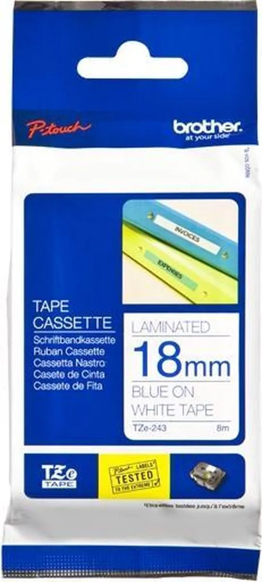 Brother TZ-243 Tape 18mm - Blauw op wit - 8m