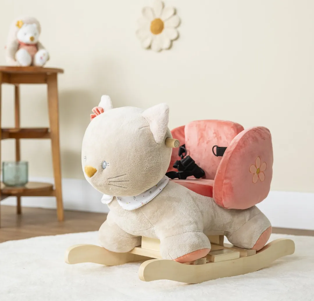 Nattou Kat Lana Schommelpaard 60x30x45cm - Zand Beige