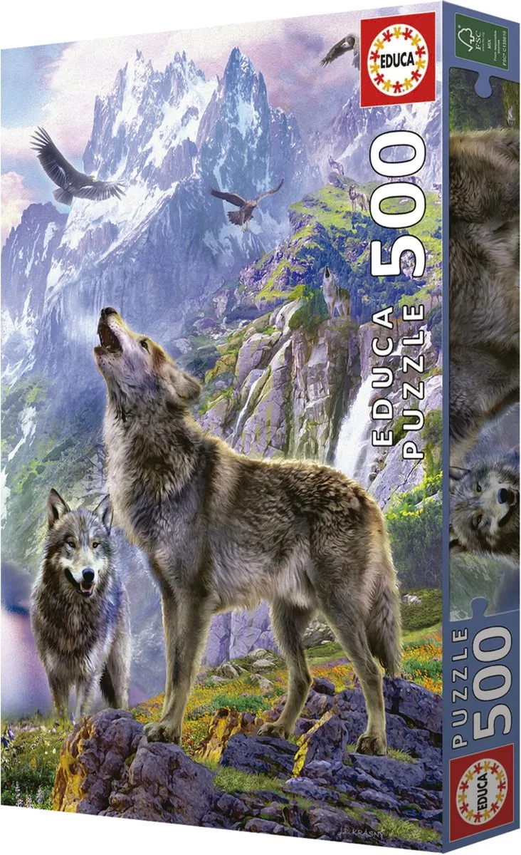 Educa Wolven op Rotsen Puzzel 500 Stuks - Multicolor