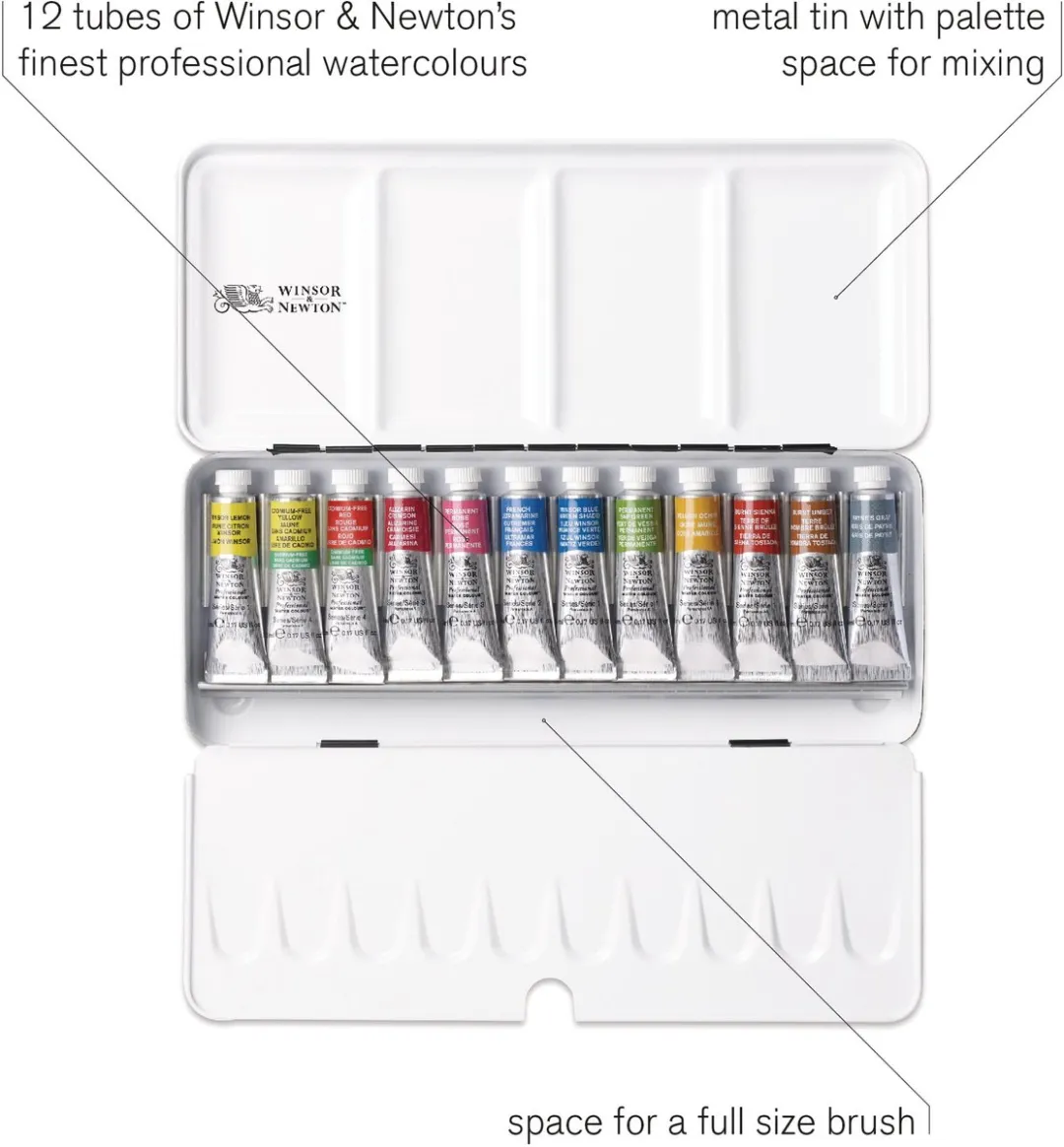 Winsor & Newton Professional Waterverf 12x5ml - Lichtgewicht metalen doos