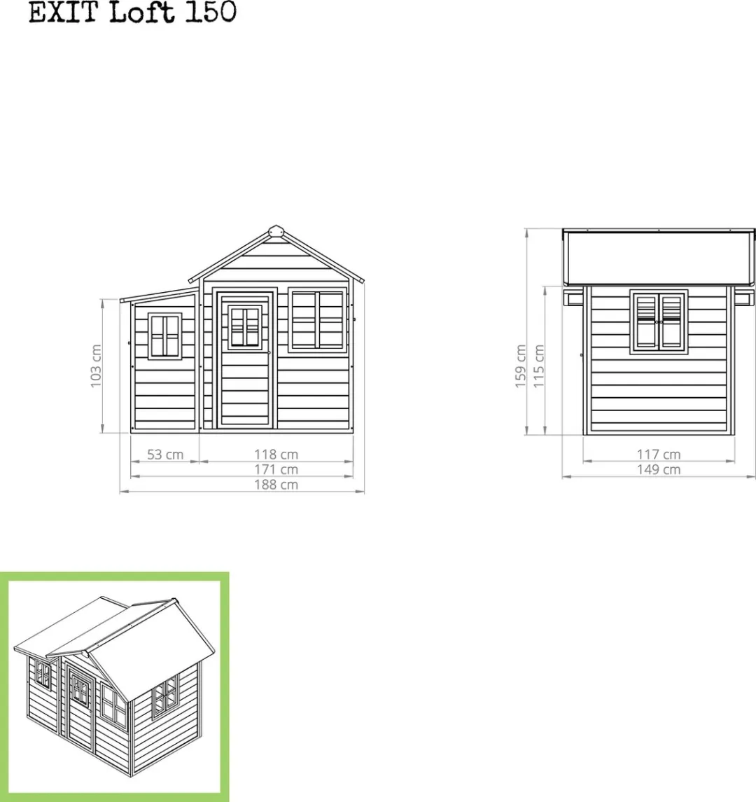 EXIT Toys Loft 150 Houten Speelhuis - Groen
