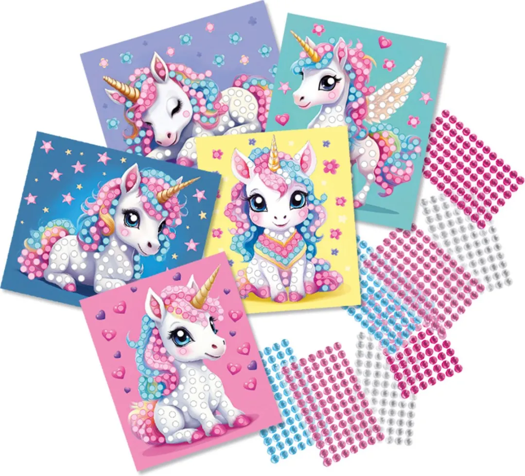 SES Creative Unicorn Diamond Painting - 5 Kaarten 672 Stickers