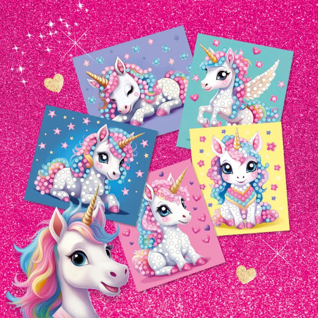 SES Creative Unicorn Diamond Painting - 5 Kaarten 672 Stickers