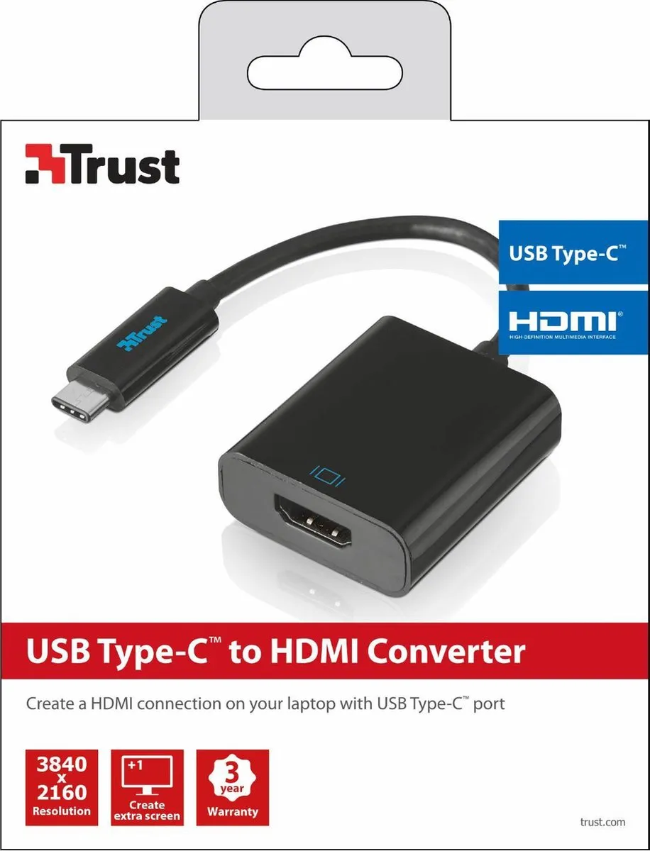 Trust USB-C naar HDMI Adapter 21011 - Full-HD - Zwart
