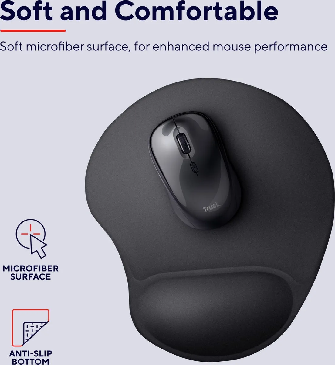 Trust BigFoot Ergonomische Muismat - Zwart