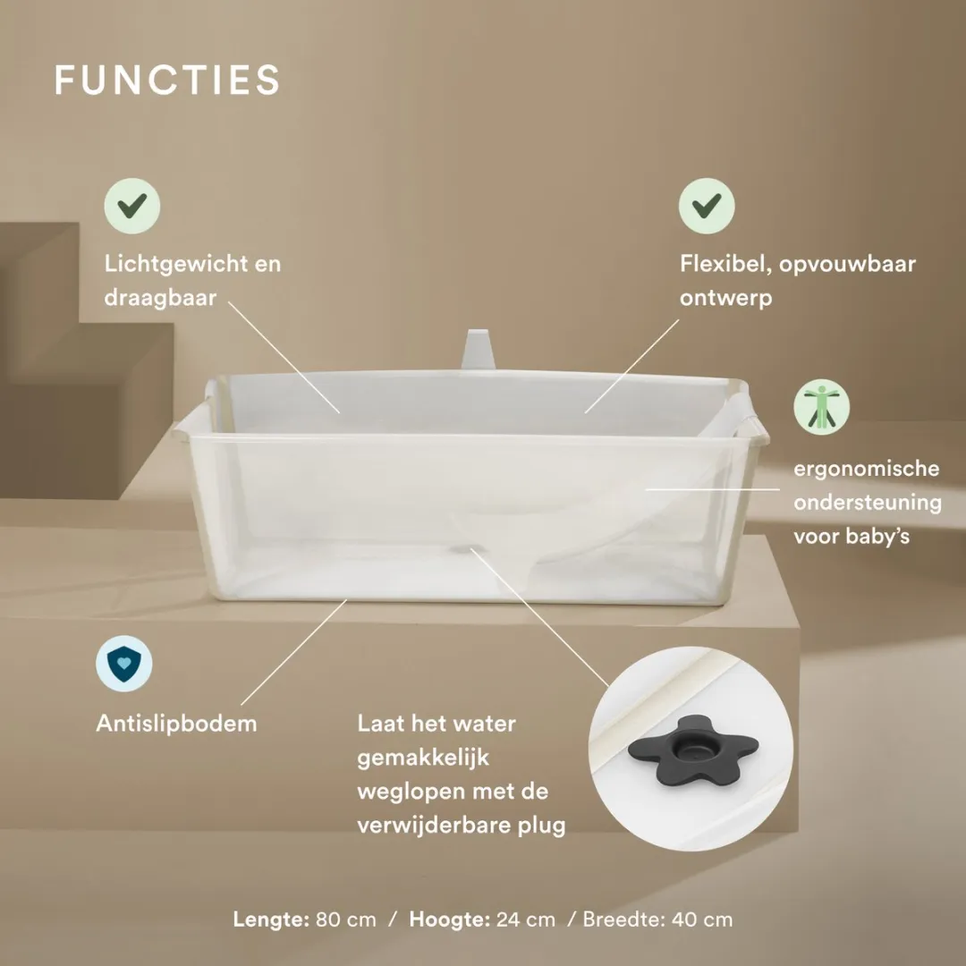 Stokke Flexi Bath XL Babybad - Sandy Beige - met Pasgeborenensteun