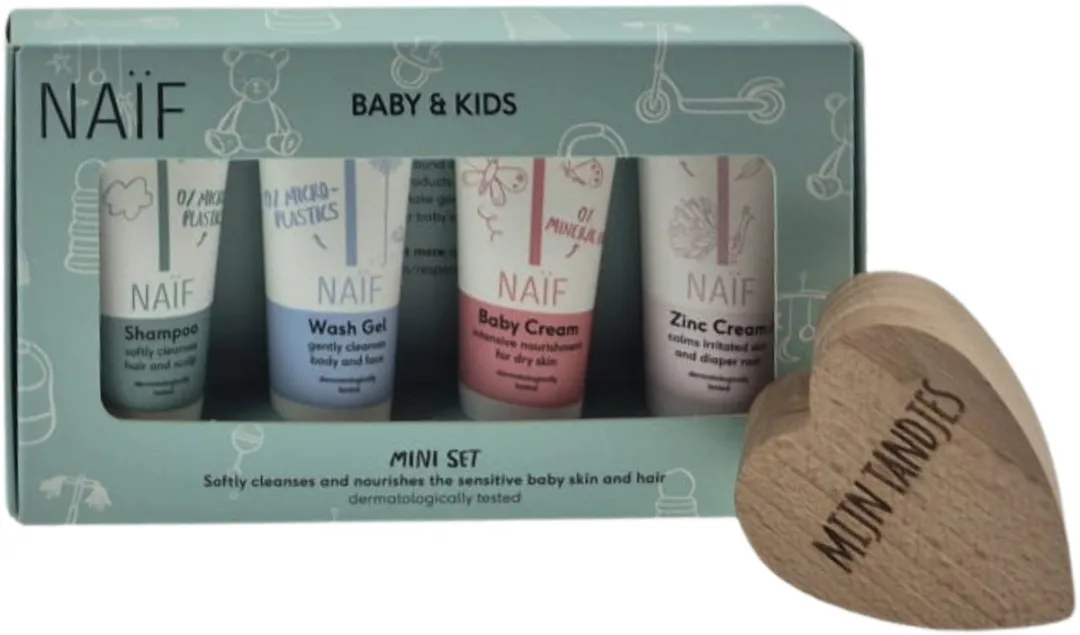 Naïf Baby Mini Cadeauset Bewaardoosje Tanden - Beige/Gele/Paarse Mix