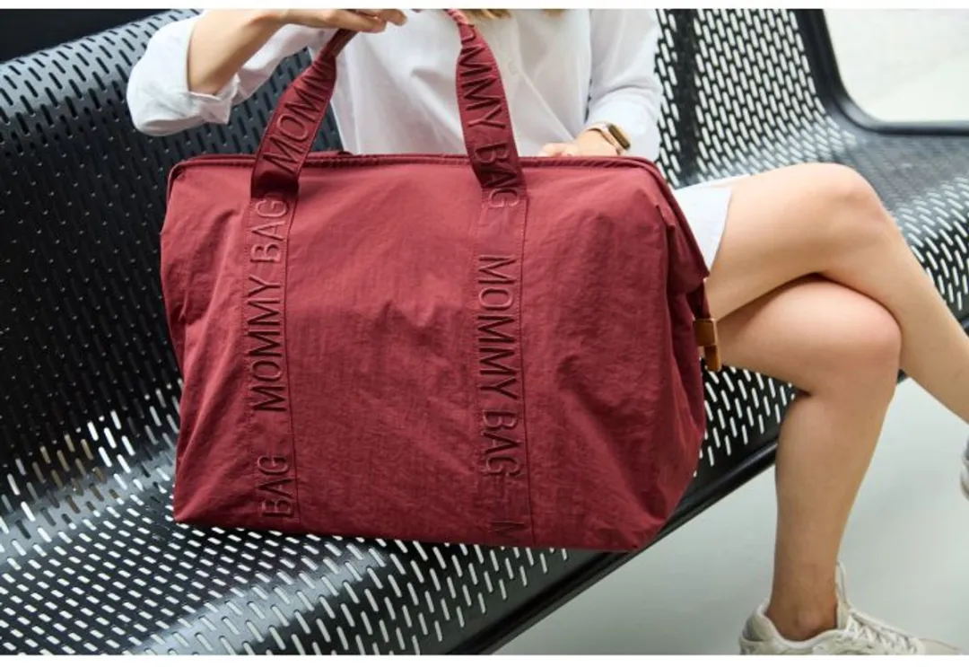 Childhome zzz Mommy Bag Signature Urban Bordeaux - Luiertas 55x30x40cm - afbeelding 5 van 6