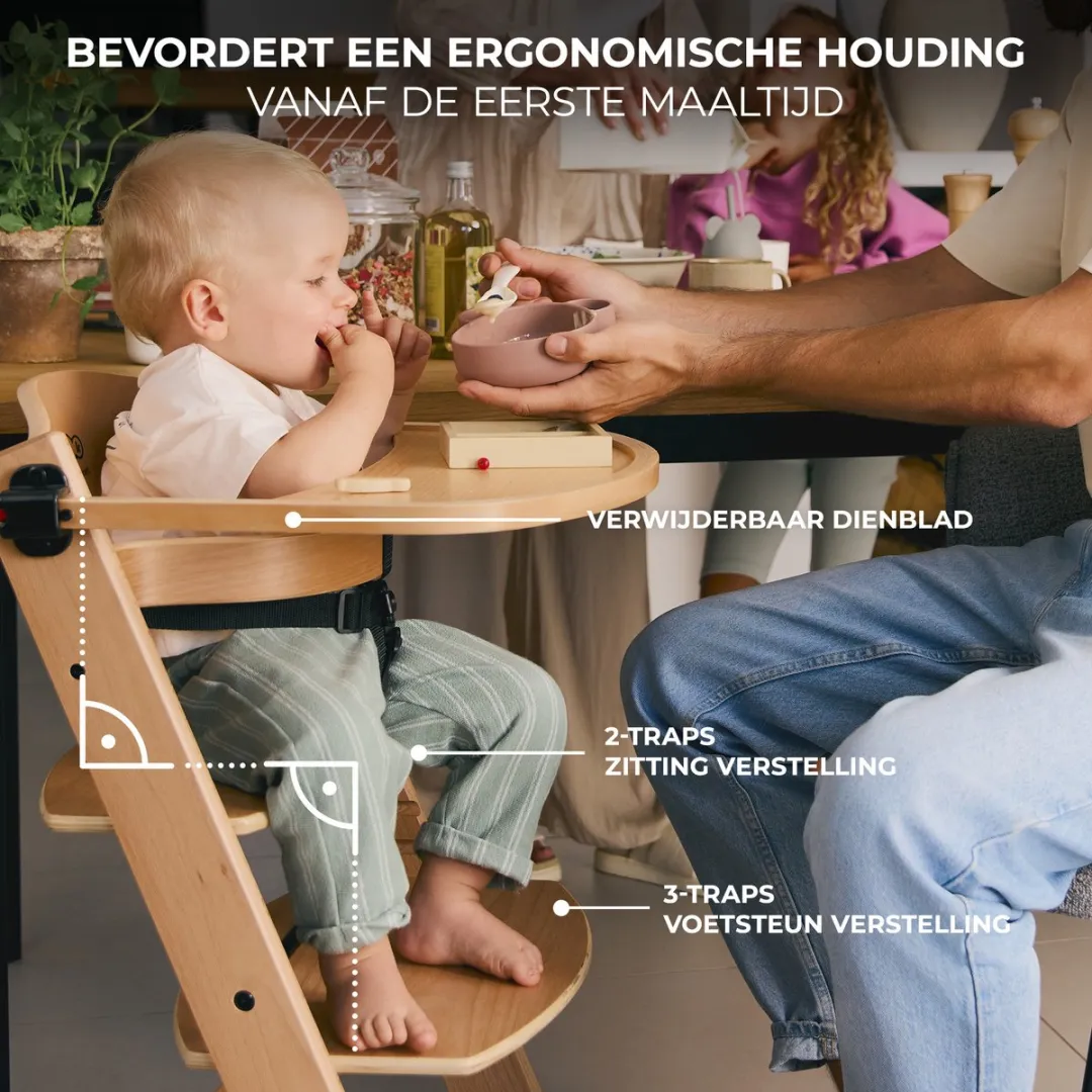 KinderKraft ENOCK 3-in-1 Houten Kinderstoel - Natuur