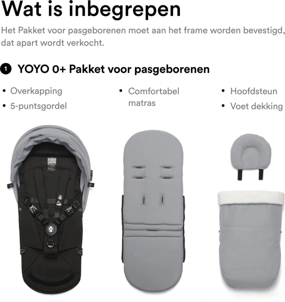 Stokke YOYO 0+ Newborn Pack Stone - inclusief matras en luifel