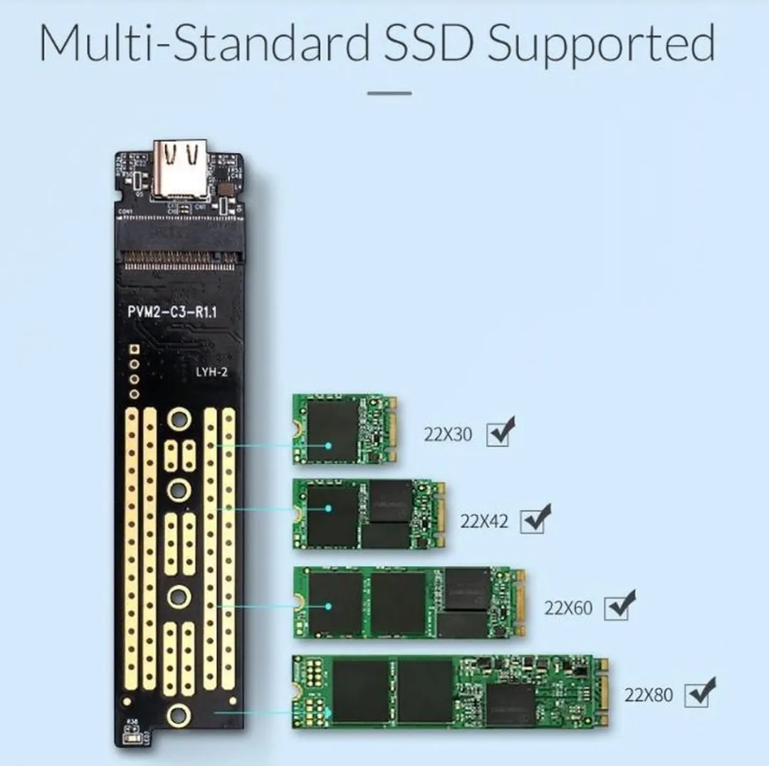 ORICO ORI-TCM2-C3-SV NVMe M.2 SSD Behuizing 10Gbps - Transparant - afbeelding 2 van 6