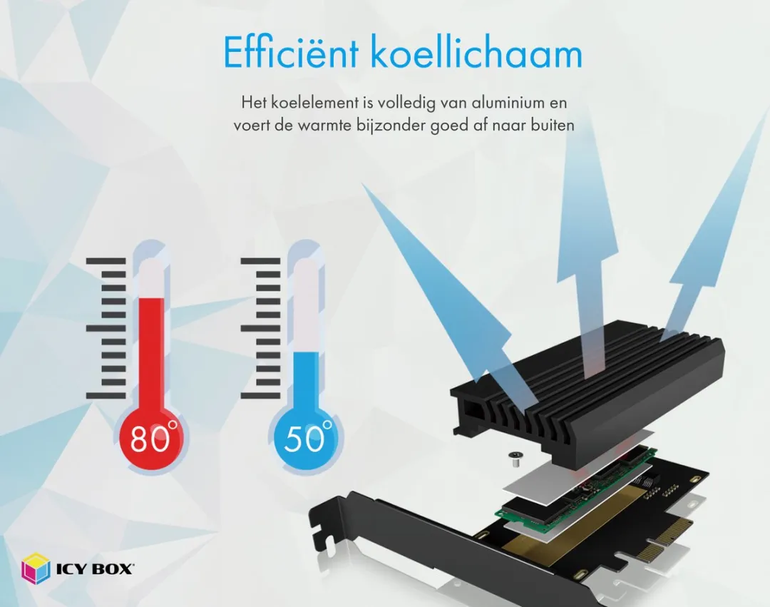 Icy Box IB-PCI214M2-HSL PCIe 4.0 x4 M.2 NVMe Adapter - met koellichaam