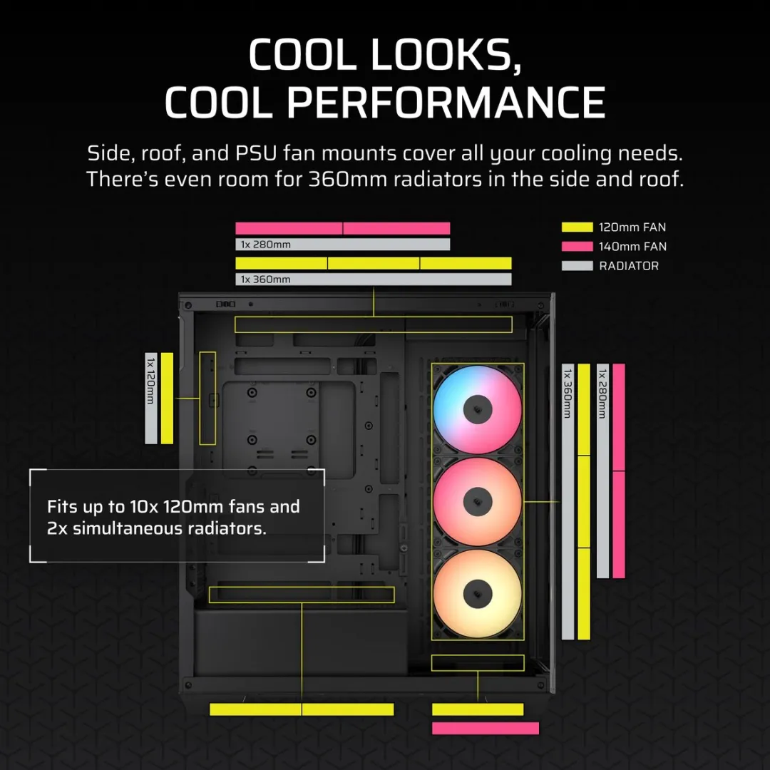 Corsair 3500X RSR PC-behuizing - 3 ARGB ventilatoren - Zwart