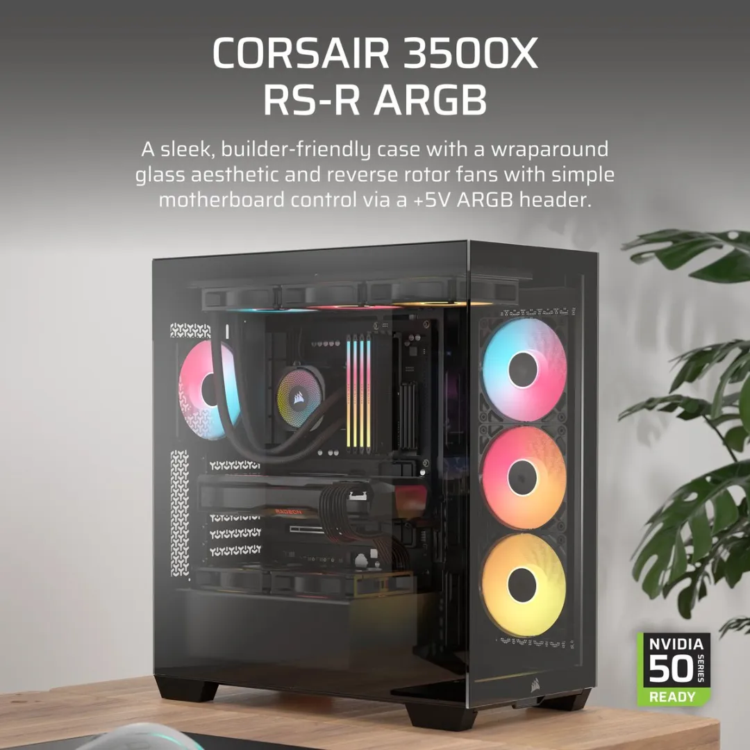 Corsair 3500X RSR PC-behuizing - 3 ARGB ventilatoren - Zwart