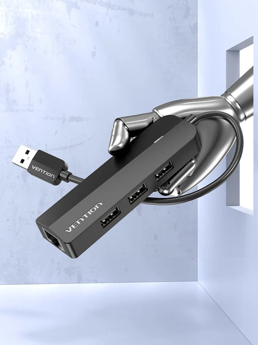 Vention CHPBB USB 2.0 Hub - 3 Poorten - Zwart