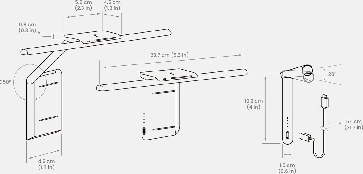 BenQ ScreenBar LED Laptoplamp - Zwart - afbeelding 6 van 6