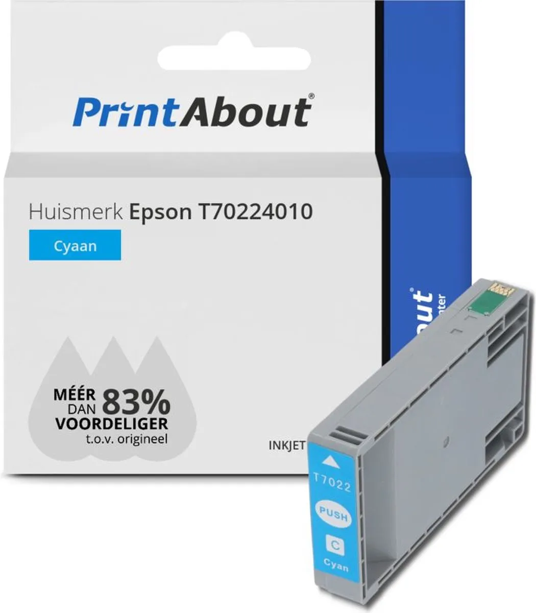 PrintAbout T70224010 Inktcartridge Cyaan