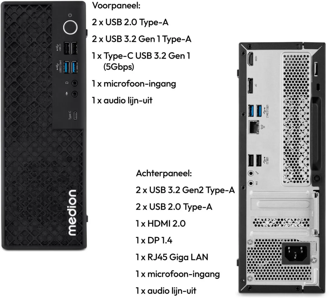 Medion Picoworx T80 III Mini-PC - Intel Core Ultra 5 228V - 32GB RAM - 1TB SSD - afbeelding 4 van 6