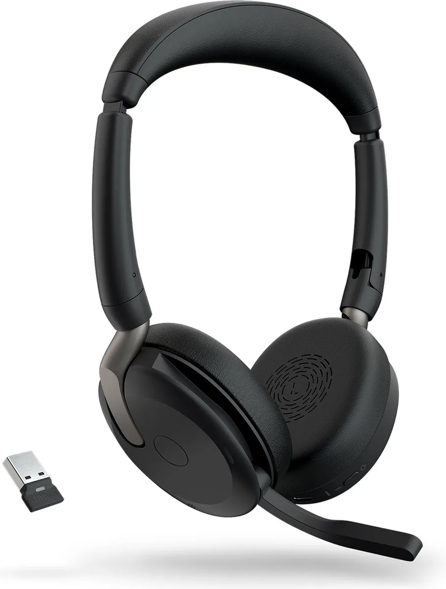 Jabra Evolve2 65 Flex Headset - Draadloos - USB/Bluetooth - Zwart