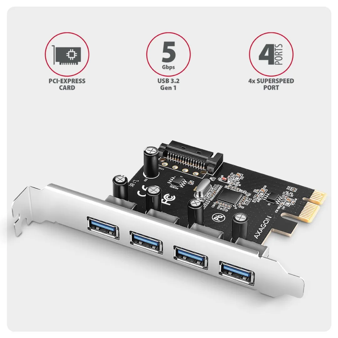 Axagon PCEU-430RS PCIe Kaart - 4x USB 5Gbps - afbeelding 6 van 6