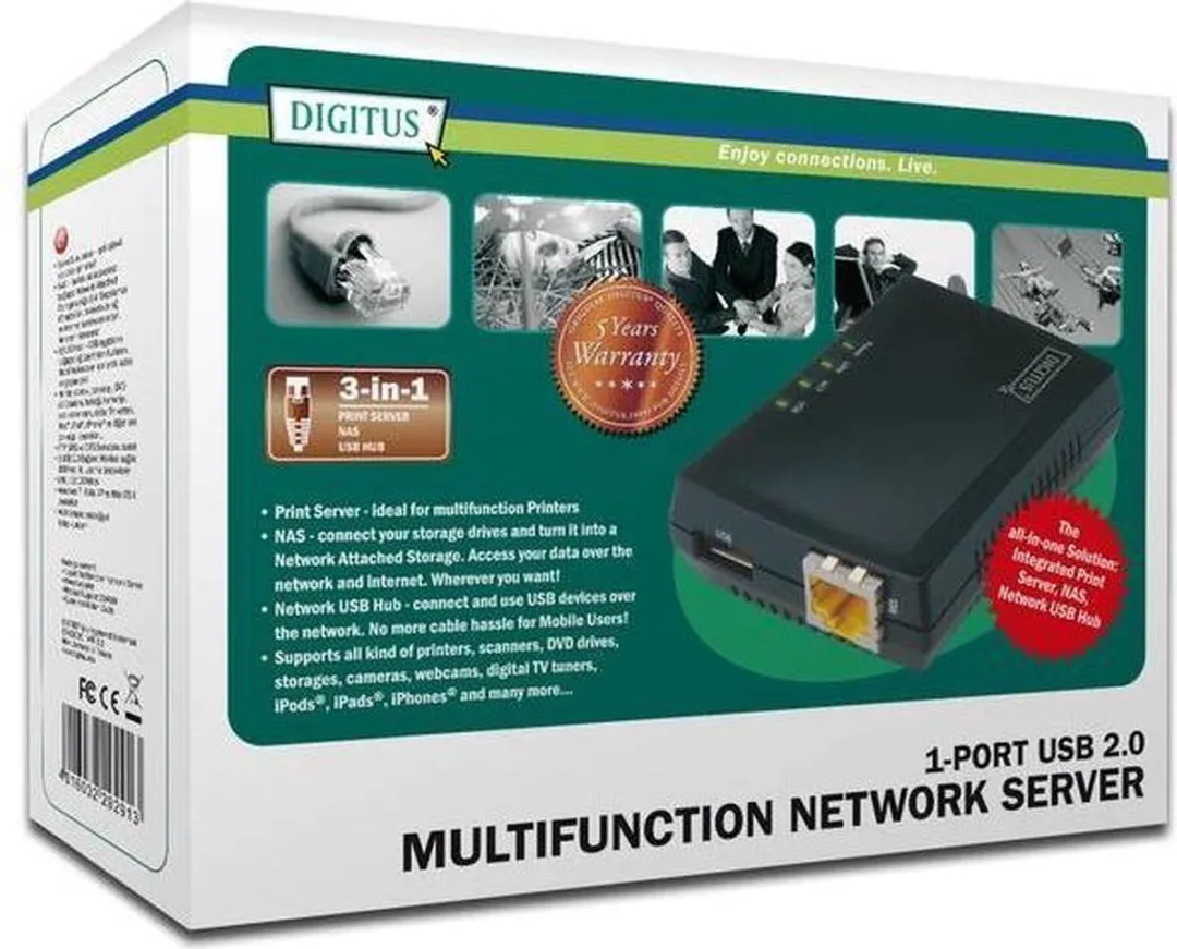 Digitus DN-13020 Netwerk-USB-server - 1x USB 2.0