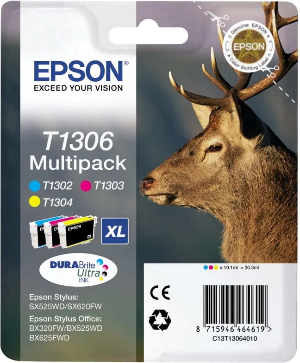 Epson T1306 DURABrite Ultra Inktcartridge - 30.3ml (3x10.1ml) - C13T13064010