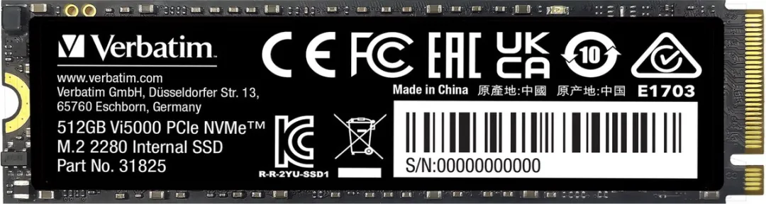Verbatim Vi5000 31825 M.2 NVMe SSD 512GB