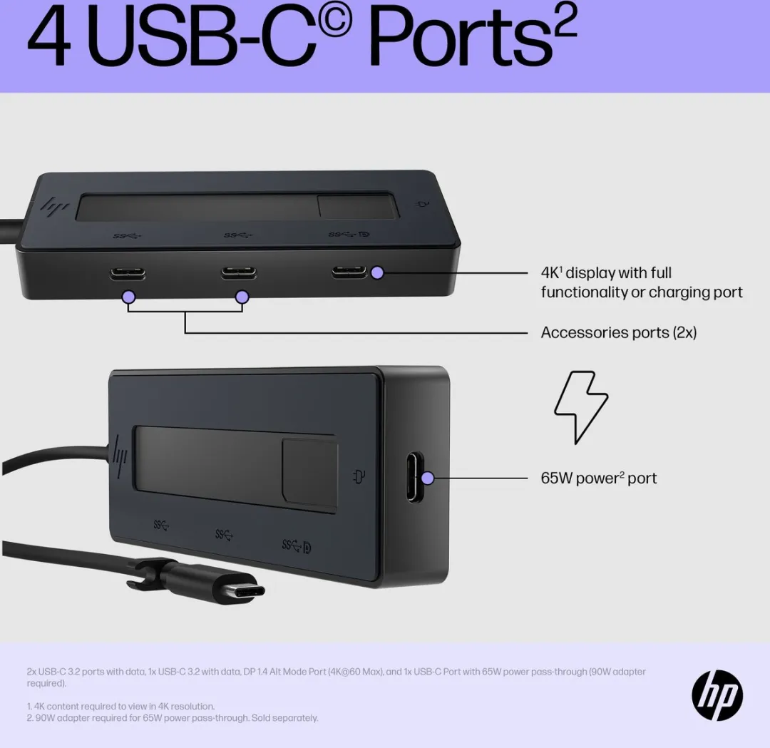 HP USB Hub 6G843AA - 4 Poorten - Zwart