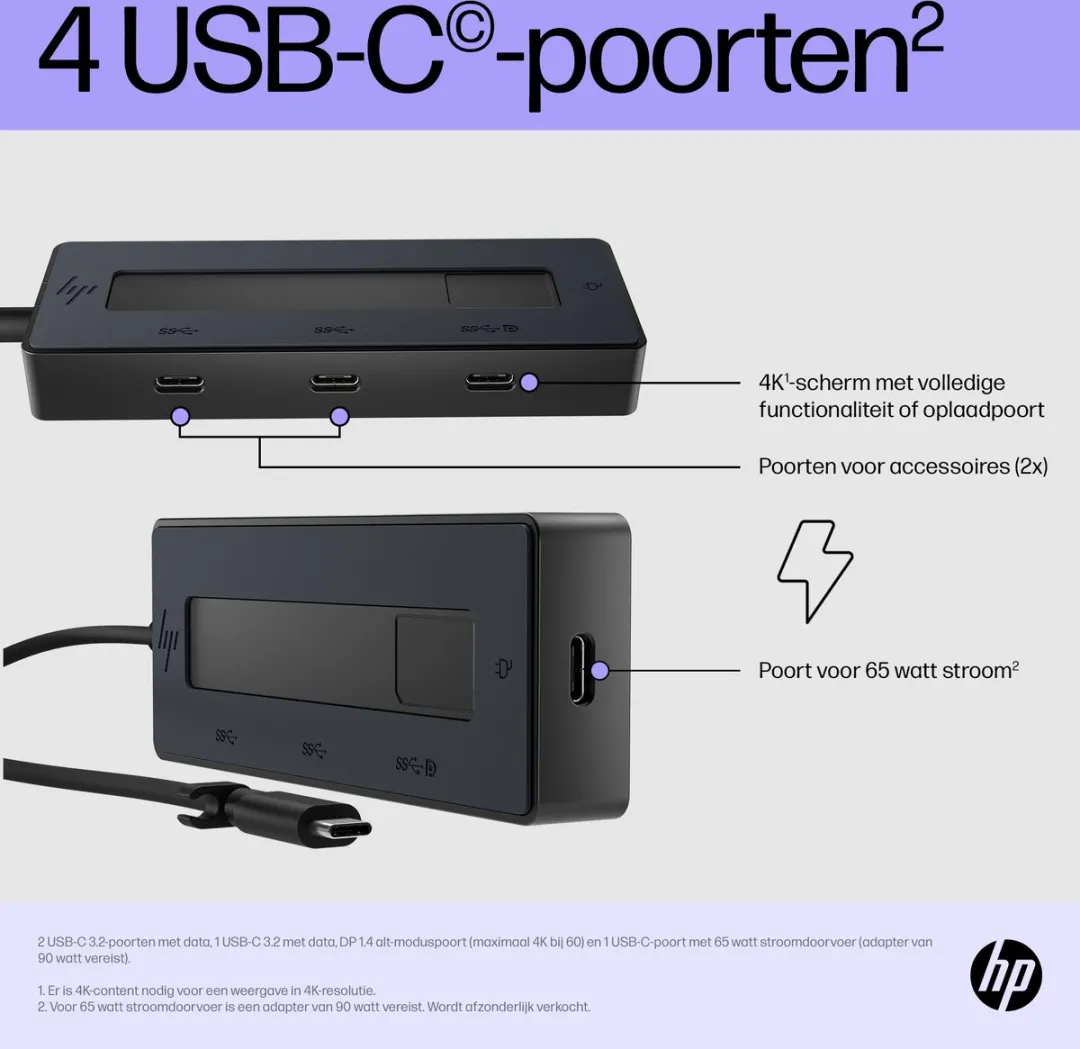 HP USB Hub 6G843AA - 4 Poorten - Zwart