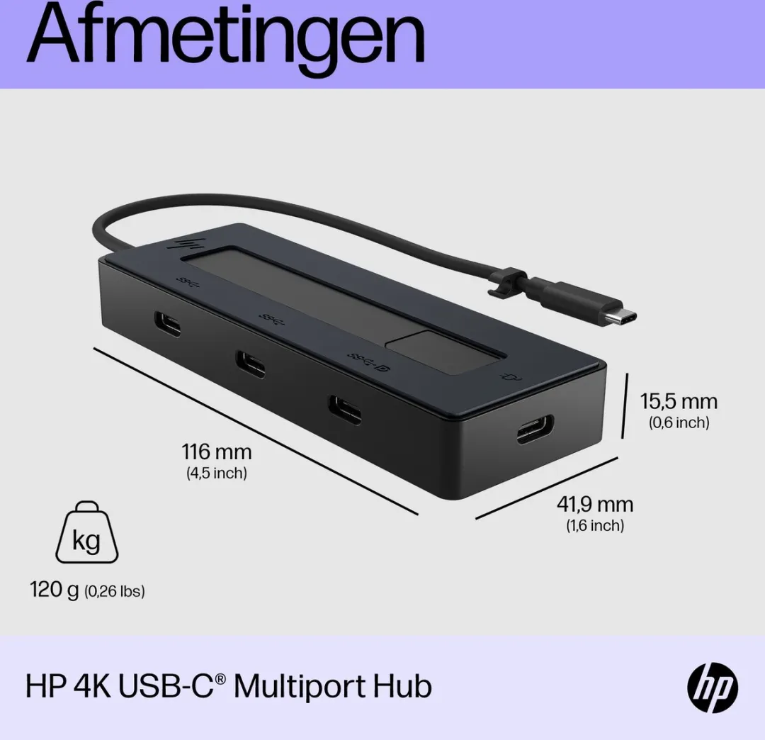 HP USB Hub 6G843AA - 4 Poorten - Zwart - afbeelding 6 van 6