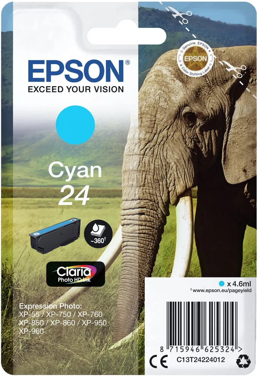 Epson C13T24224010 Inktcartridge - Cyaan - 360 pagina's