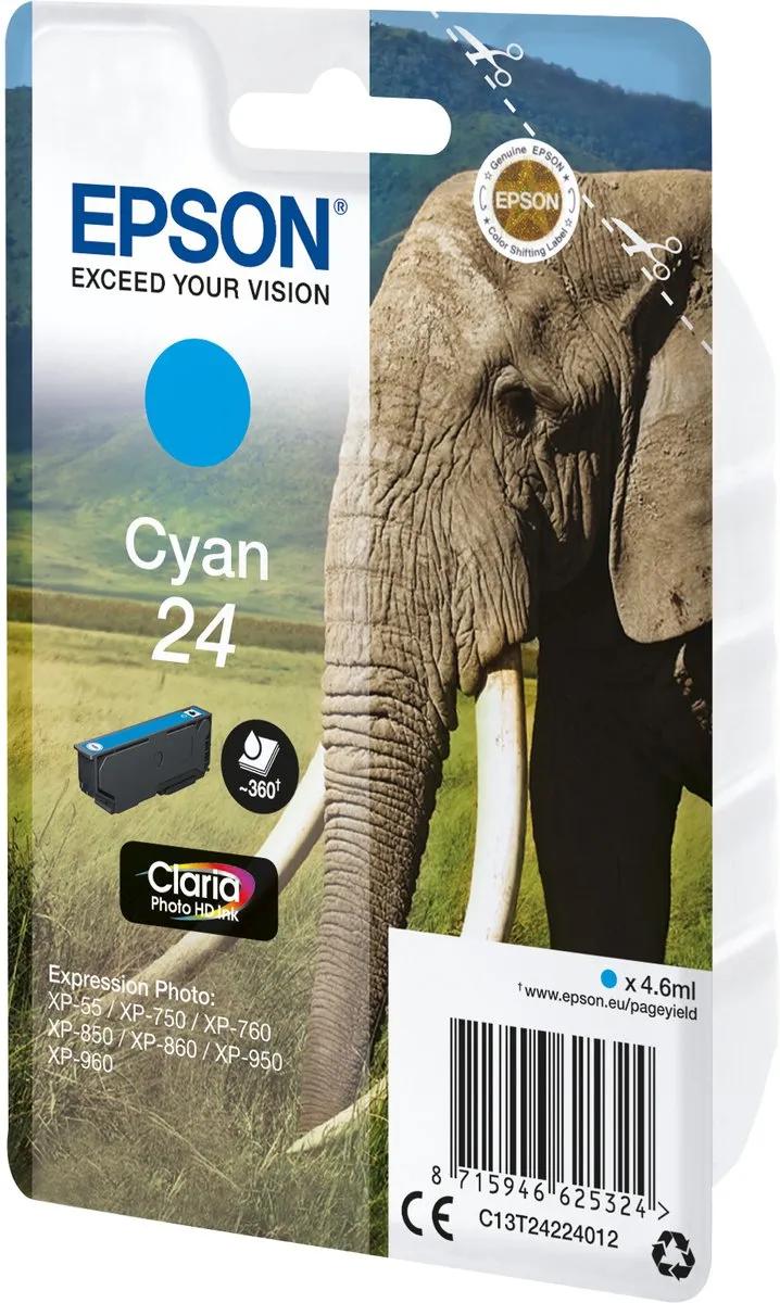 Epson C13T24224010 Inktcartridge - Cyaan - 360 pagina's