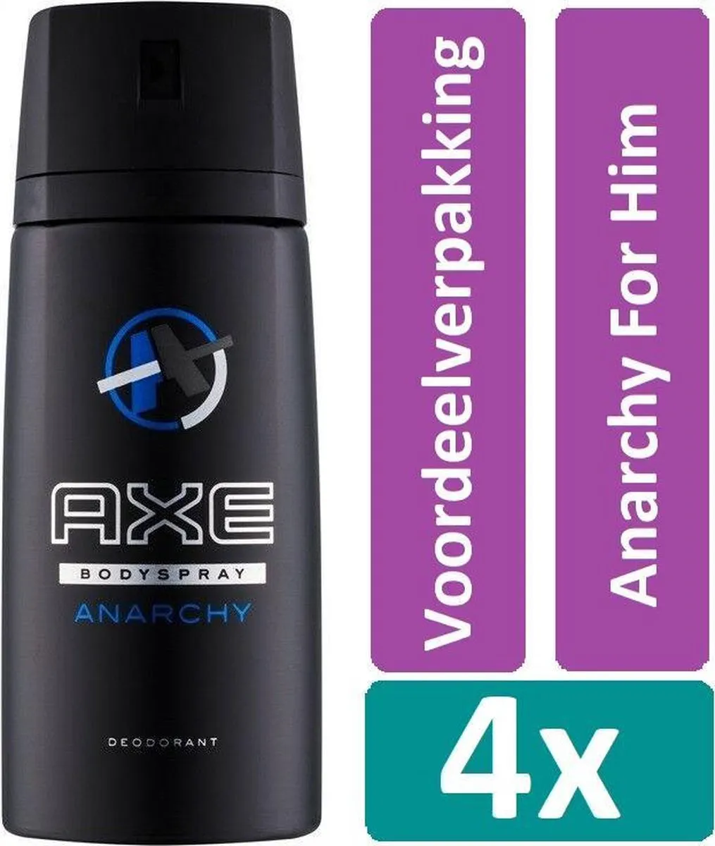 Axe Deodorant Spray Anarchy For Him 150ml - 4 Stuks