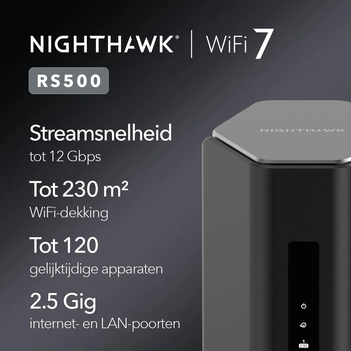 Netgear Nighthawk RS500 WiFi 7 Router - Tri Band 12000 Mbps