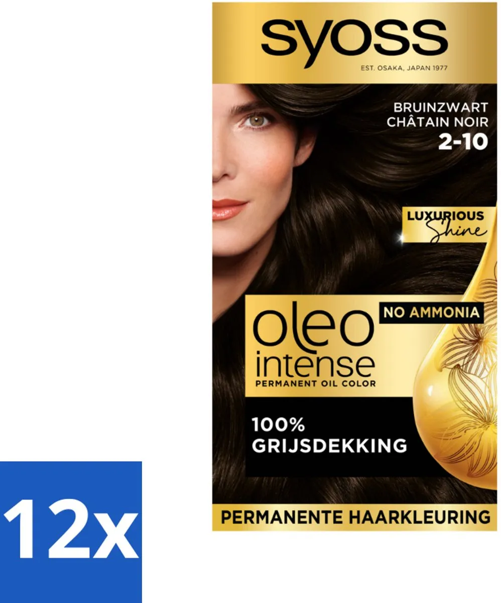 SYOSS Oleo Intense Haarverf 2-10 Bruinzwart - 12 Stuks